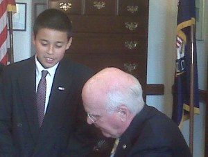 JAshley with senator leahy after the hearing