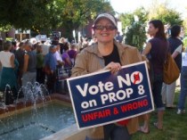 Melanie at Prop 8 rally in 2008.