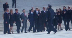 plaintiffs and lawyers leaving the court house