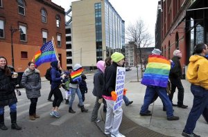 Grand Rapids, Michigan: about 140 people marched pushing for the U.S. Supreme Court to strike down laws against gay marriage.