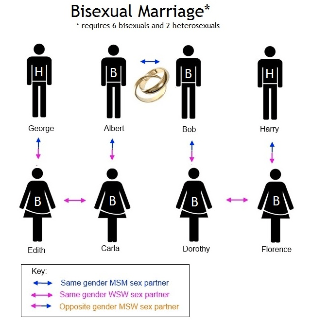Chart depicts Scott Lively's version of marriage involving Bisexual persons (By C. Kristofferon for O-Blog-dee © 2013)