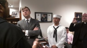 FDL-Isaac-Brown-and-JoeAnthony-Rodriguez-Veteran-in-Uniform-speak-with-Ben-Stratmann-while-Chaplain-Robert-Hall-records-Kit-OConnell