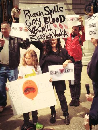 Melanie and refael Vodka protest