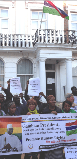 The Gambia London Embassy protests |OUT PROUD DIAMOND GROUP | Gays in Exile in London