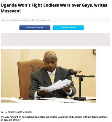 Yoweri Museveni Changes his mind on Anti-Homosexuality Law?