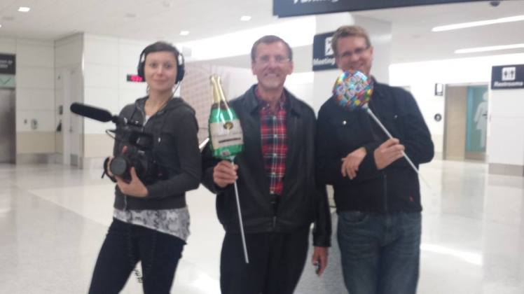 Camera and Volunteers waiting to meet Junior at SFO Pic: Melanie Nathan