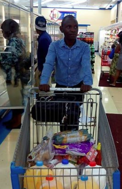 Shopping for his first Thanksgiving in the USA