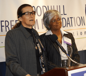 Martie Rothblatt and wife Bina receiving sexuala freedom award