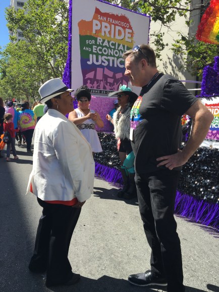 Sponsor Manager , Lisa William chatting with Gary Virginia, VP on Board just before start of Parade