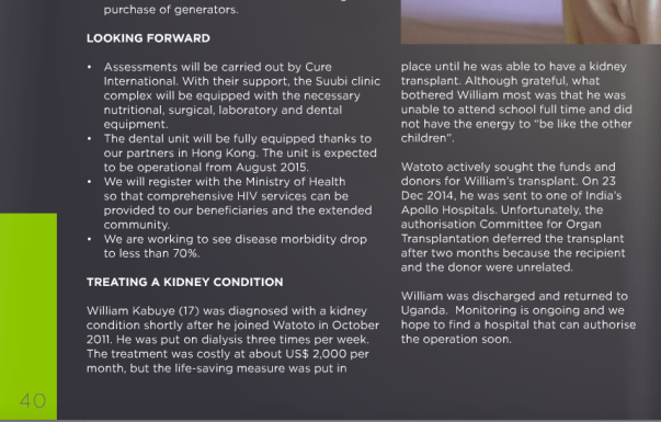 watato admits in Annual report to transplant case